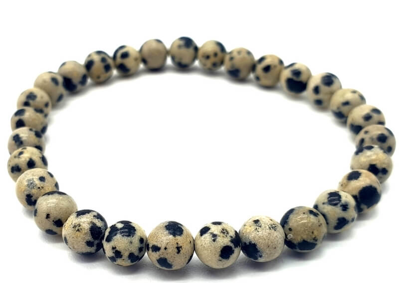 bracelet jaspe dalmatien 6 mm