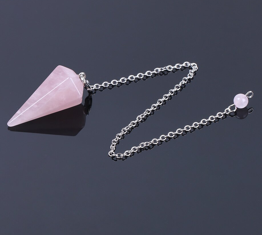 pendule-facette-radiesthésie-quartz-rose