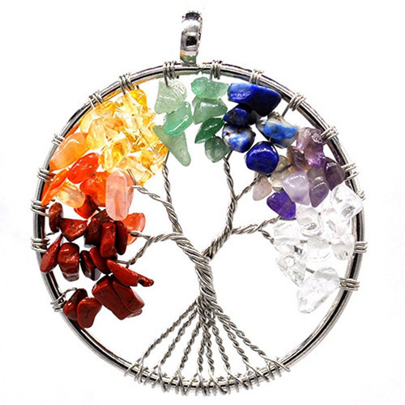Collier Arbre De Vie En Quartz Cristal De Roche - Longueur 65 Cm, Style Bohème Ethnique, Pierre Naturelle