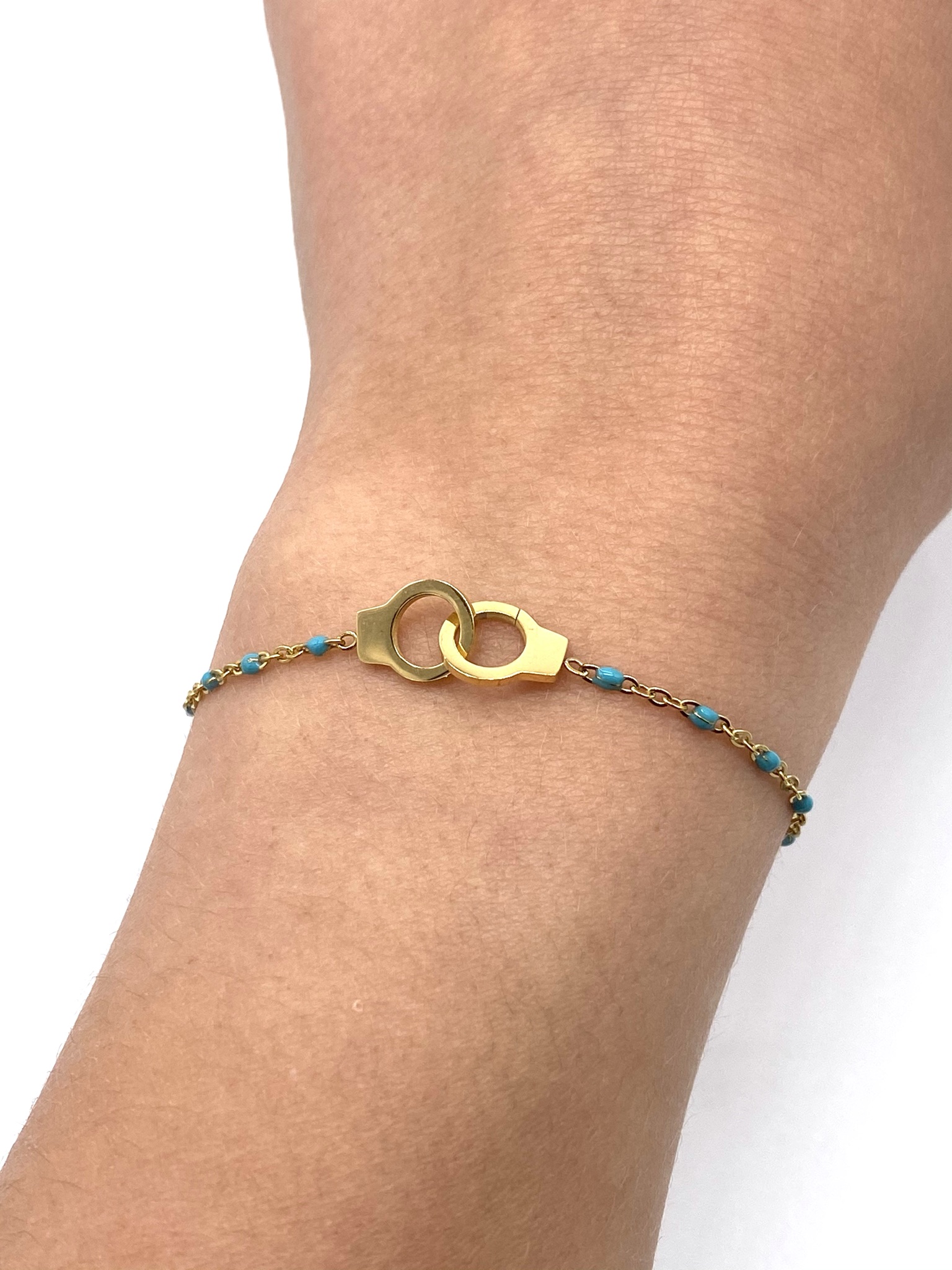 bracelet-perles-menotte-turquoise-doré-2