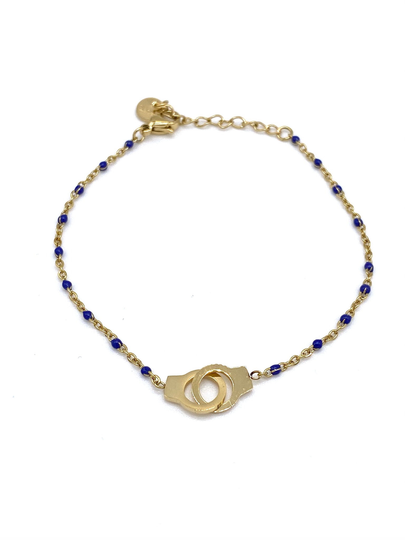 Bracelet perles avec menotte - Doré