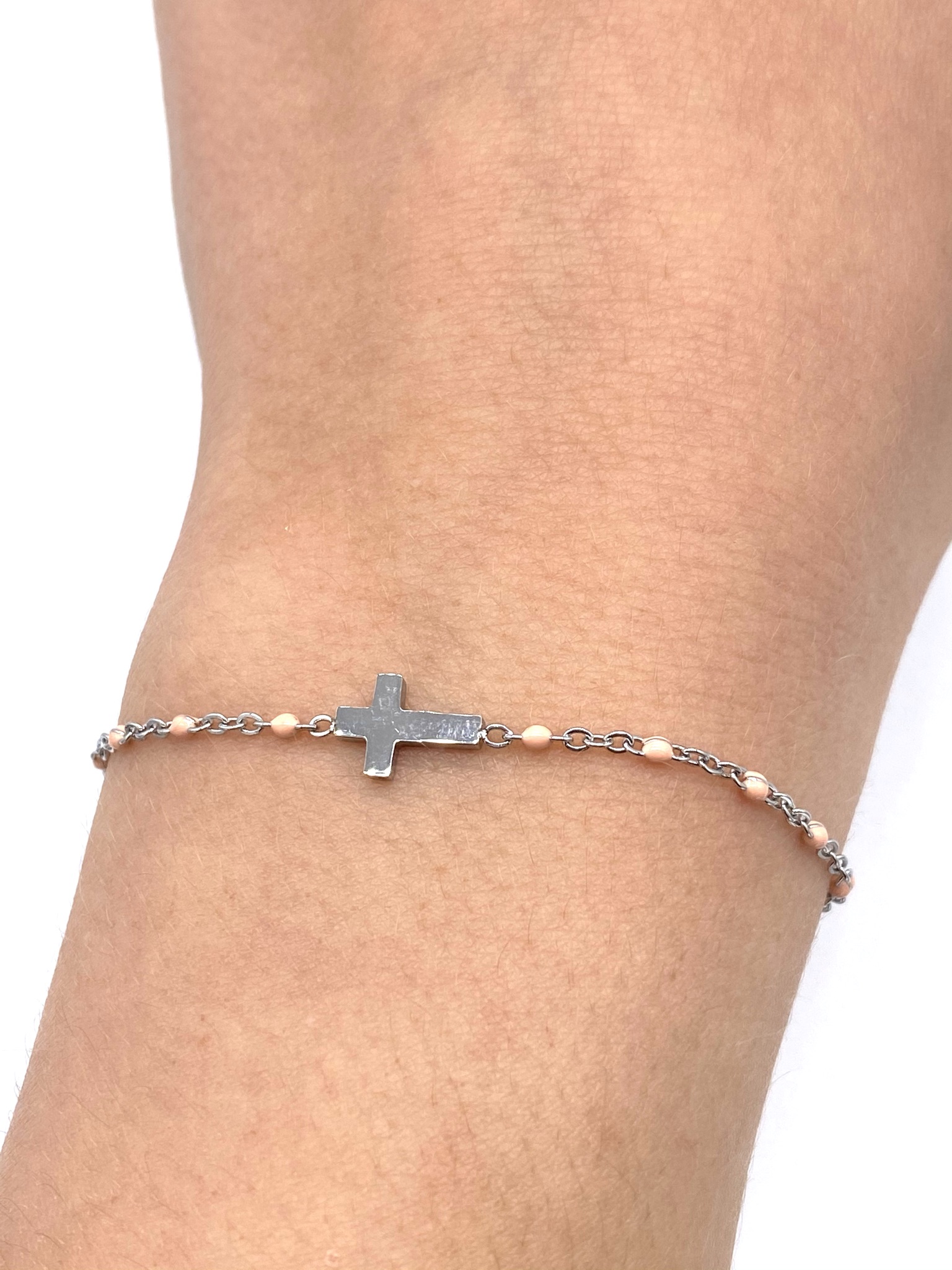 bracelet-perles-croix-rose-2