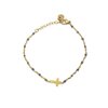 bracelet-perles-croix-gris-doré