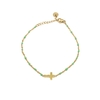 bracelet-perles-croix-vert-doré-2