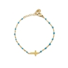bracelet-perles-croix-turquoise-doré