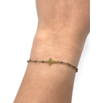 bracelet-perles-croix-gris-doré-2