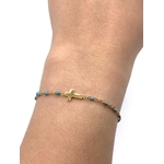 bracelet-perles-croix-turquoise-doré-2