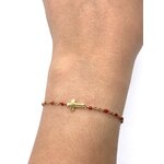 bracelet-perles-croix-rouge-doré