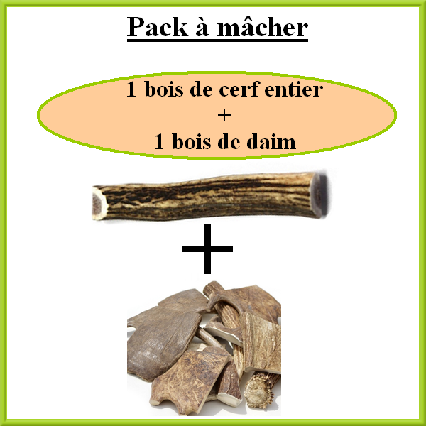 Pack  : 1 bois de cerf entier + 1 bois de daim