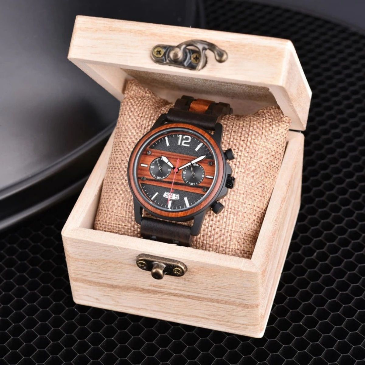 Coffret cadeau montre en bois Wapa et son bracelet (11)