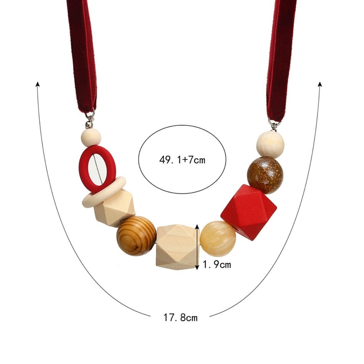 Collier ras de cou perle en bois (4)