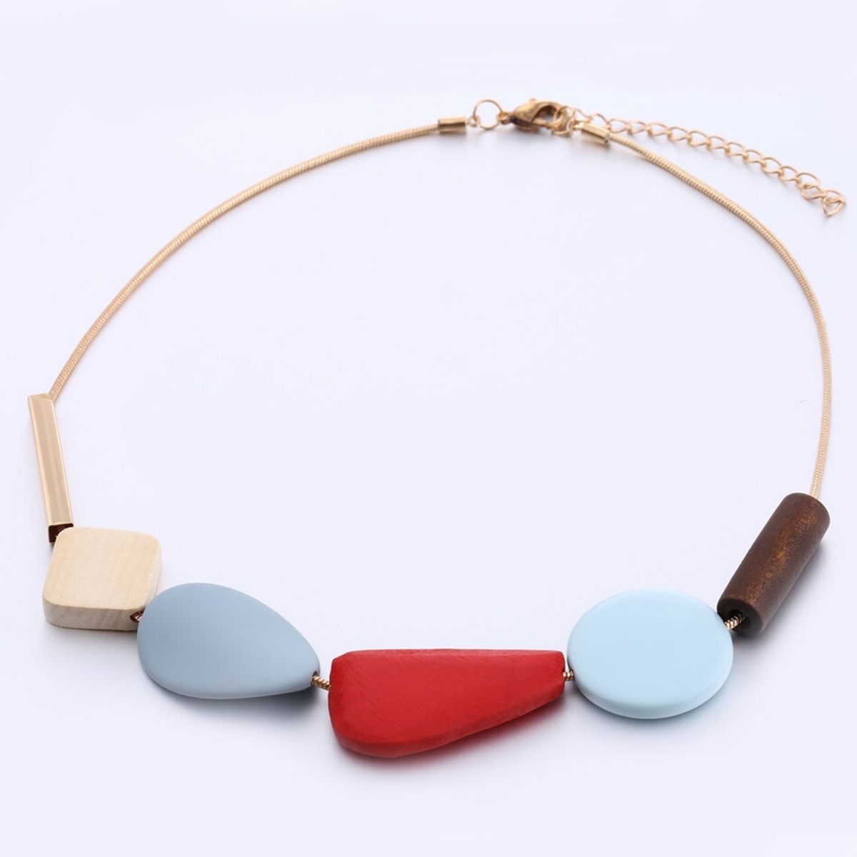 Collier ras de cou élément géométrique bois (4)