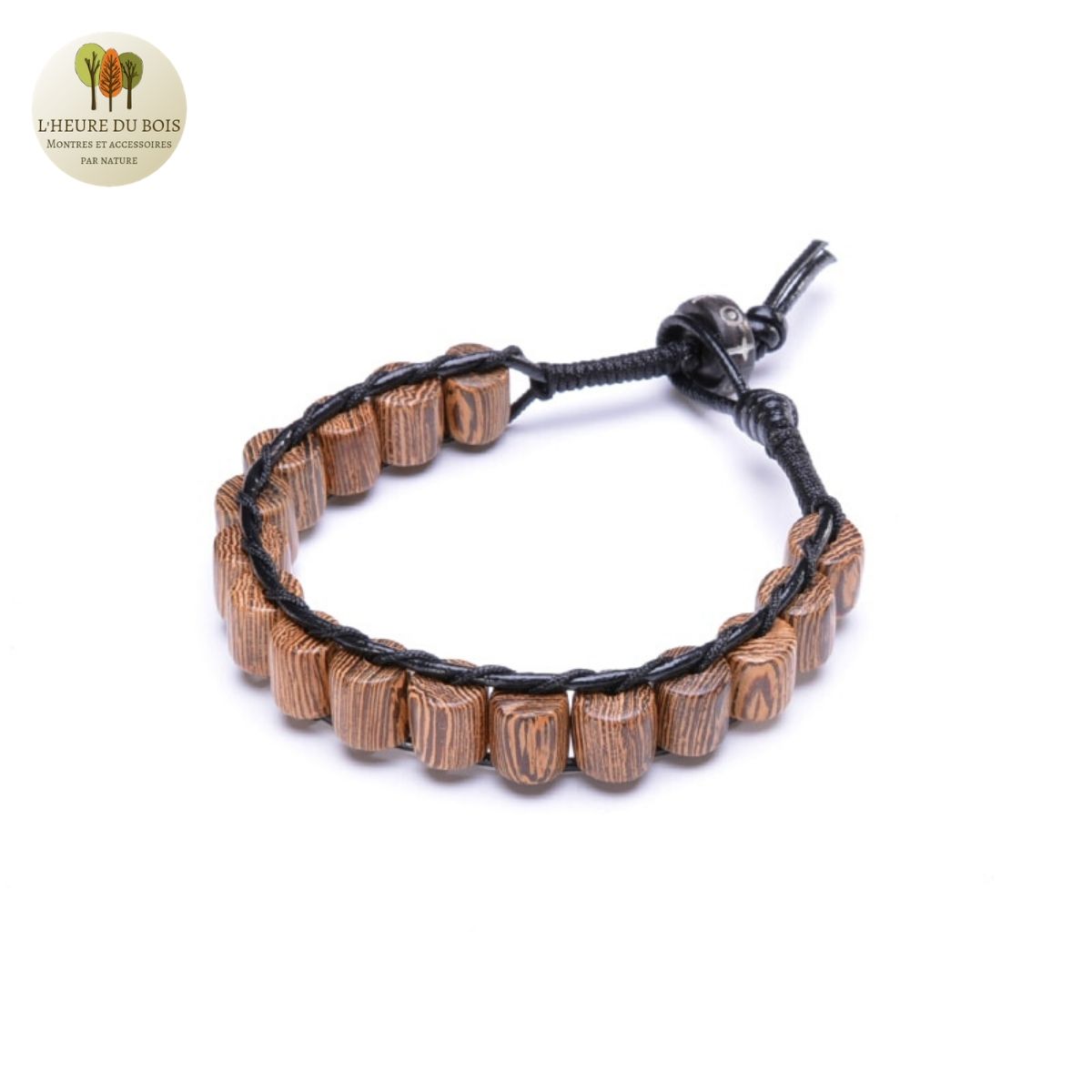 Bracelet cuir et bois débène (5)