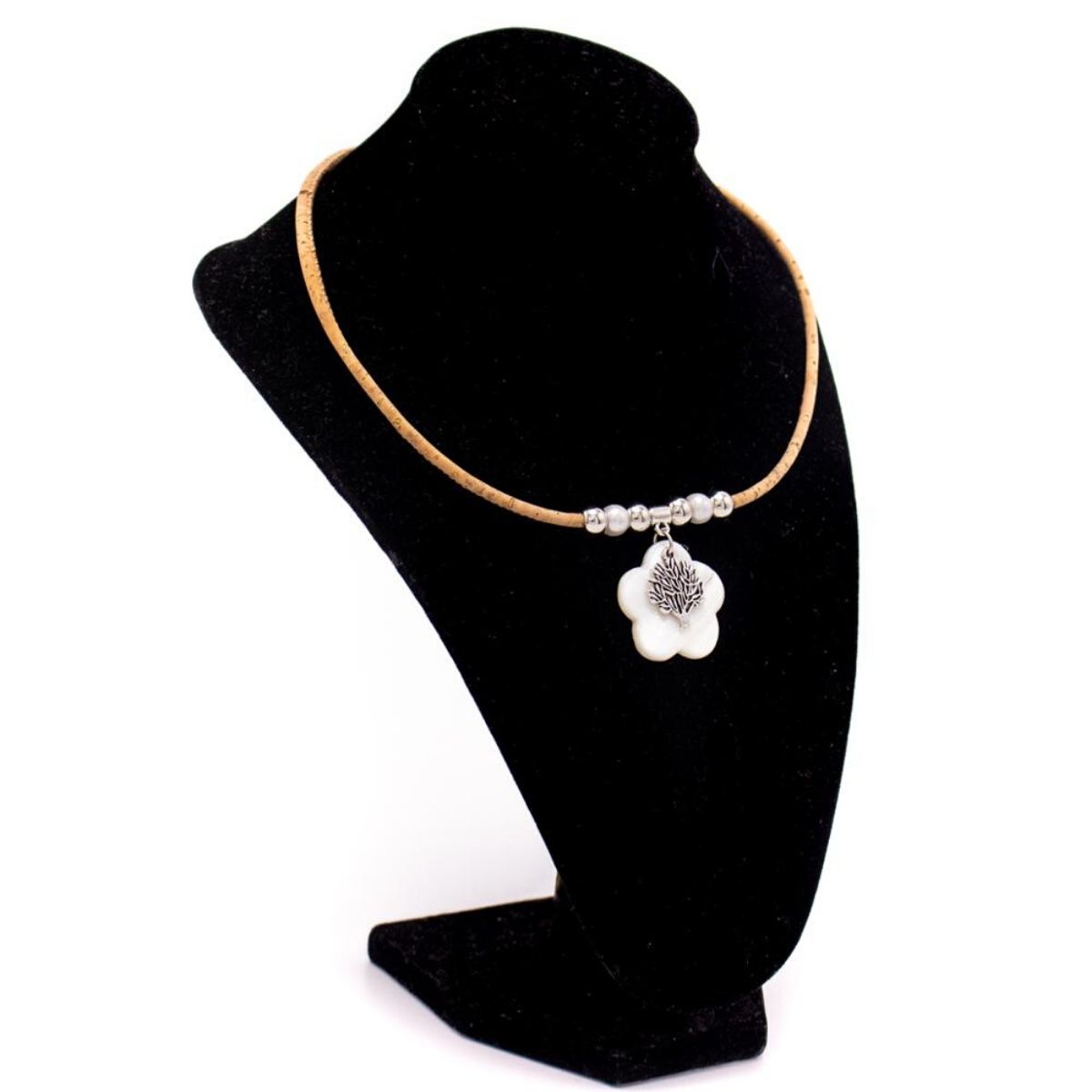Collier en liège naturel Arbre sur coquille (4)