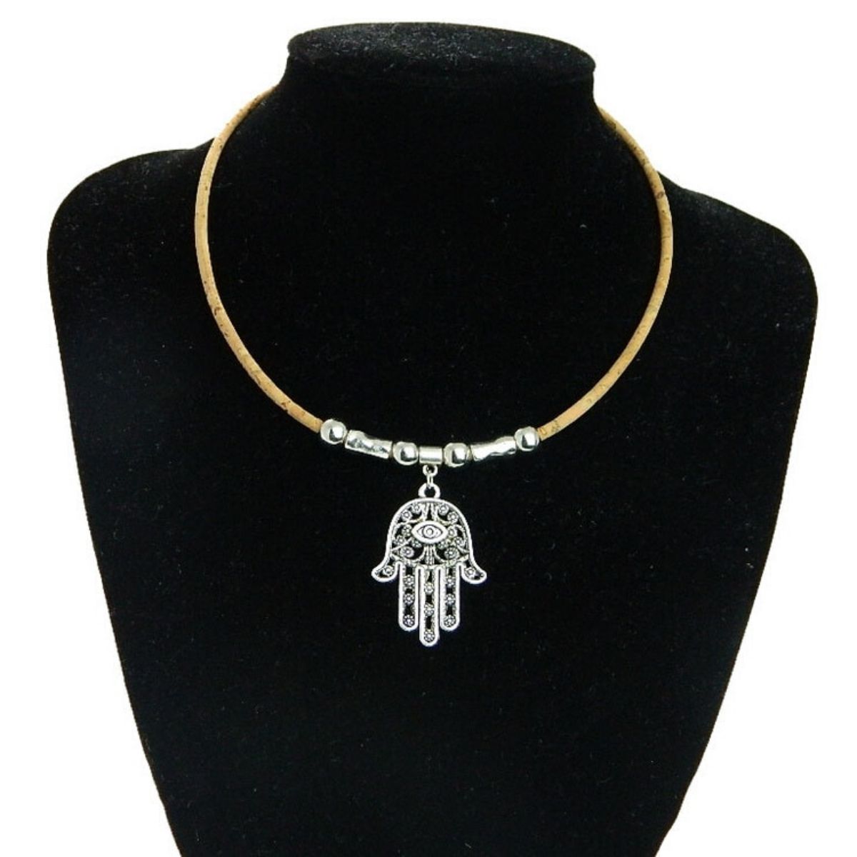 Collier en liège naturel main (3)