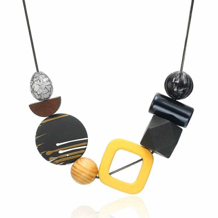 Collier Pendentif Croix Vintage Signé P&M Paris - Résine Multicolore - Occasion
