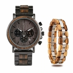 Coffret cadeau montre en bois ebene et son bracelet (4)