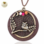 Collier long et pendentif bois hibou (4)