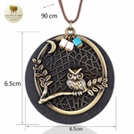 Collier long et pendentif bois hibou (1)