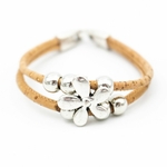 Bracelet en liège naturel Fleur et perles (2)