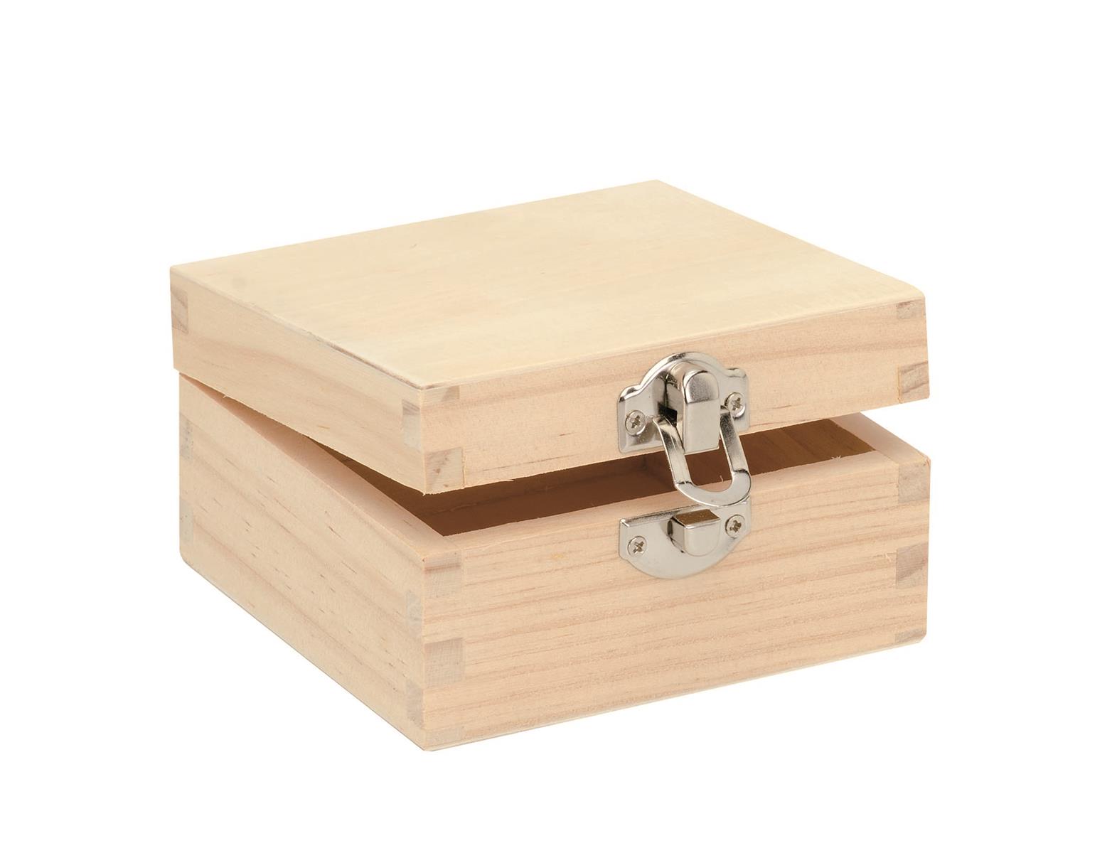 Boîte en bois carrée à décorer - 10 x 10 x 5.5 cms - SUPPORTS A  DECORER/SUPPORTS EN BOIS - A vous de créer !