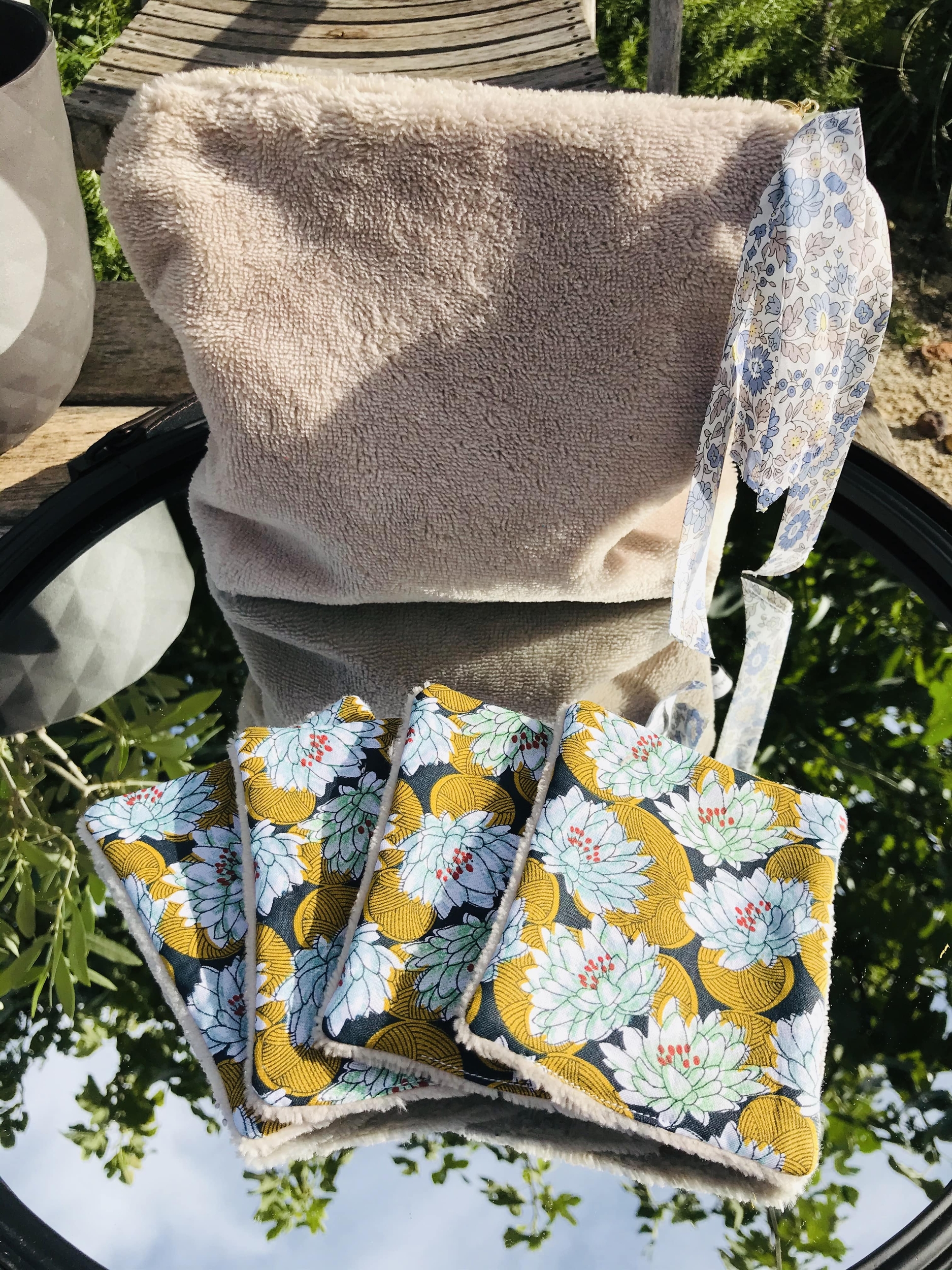 Pochette éponge lingettes démaquillantes coton lavable