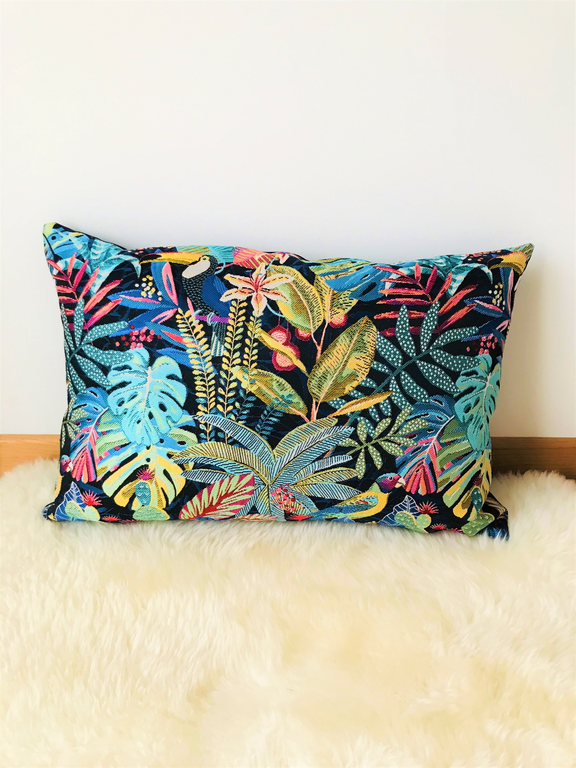 Grand coussin Jungle rectangle Tropical marine