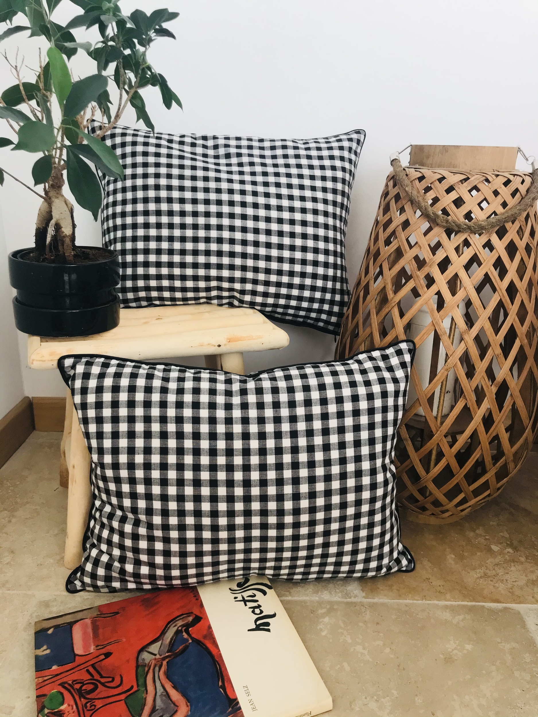 coussin vichy carreaux noir et blanc IMG_E1747