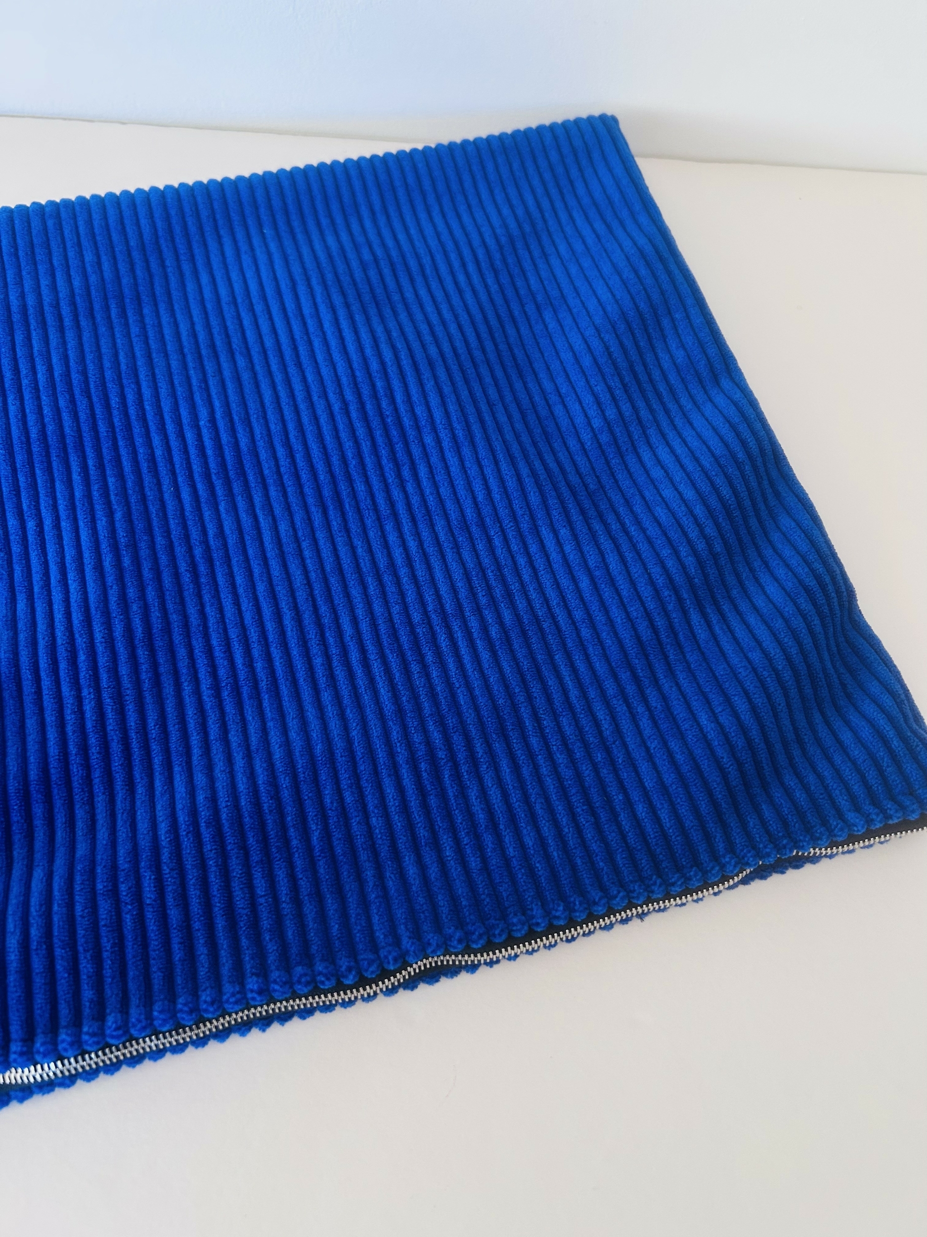 Grande Pochette main velours côtelé bleu Océan IMG_E2112