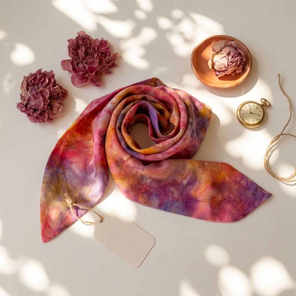 Foulard &amp; bandeau rose tie and dye Batik (2)