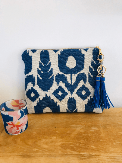 pochette tulipe bleu fait main