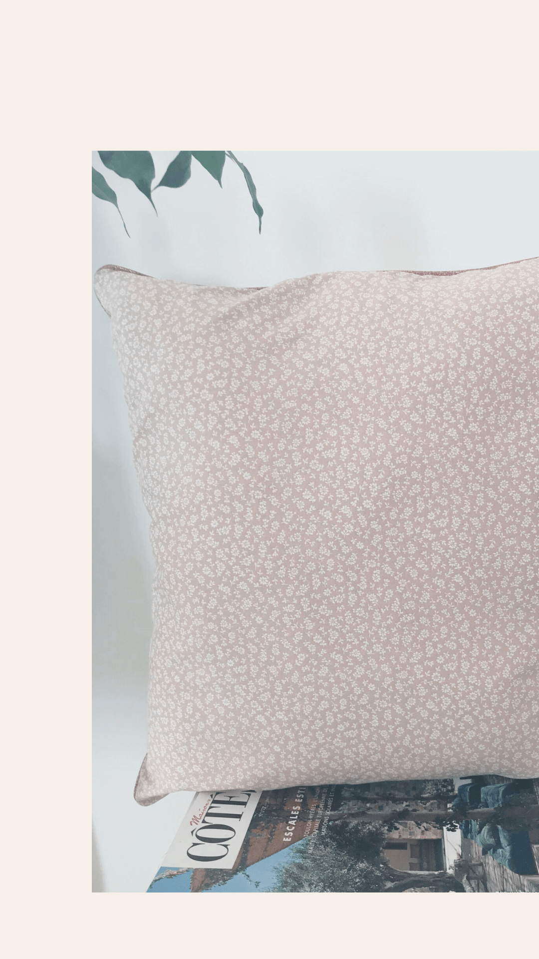 grand coussin rose poudré freesia