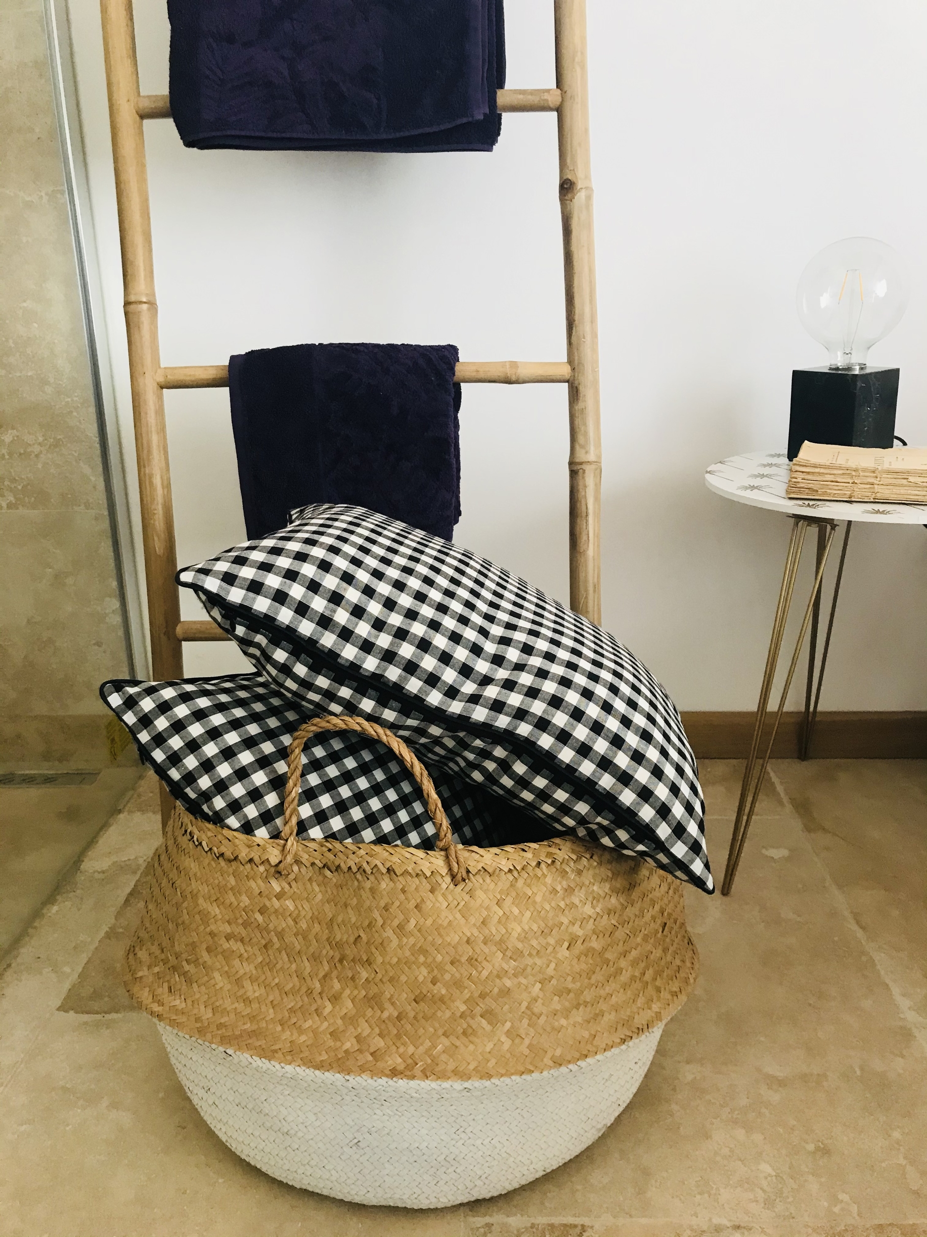 Coussin vichy Noir et Blanc