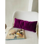 coussin veours bicolore violet gris à franges  IMG_E1685