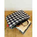 Pochette laine Merinos Damier Bleu et blanc IMG_E5734