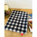 Pochette laine Merinos Damier Bleu et blanc IMG_E5748