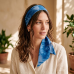 Foulard & bandeau cheveux Tie and Dye bleu  (3)