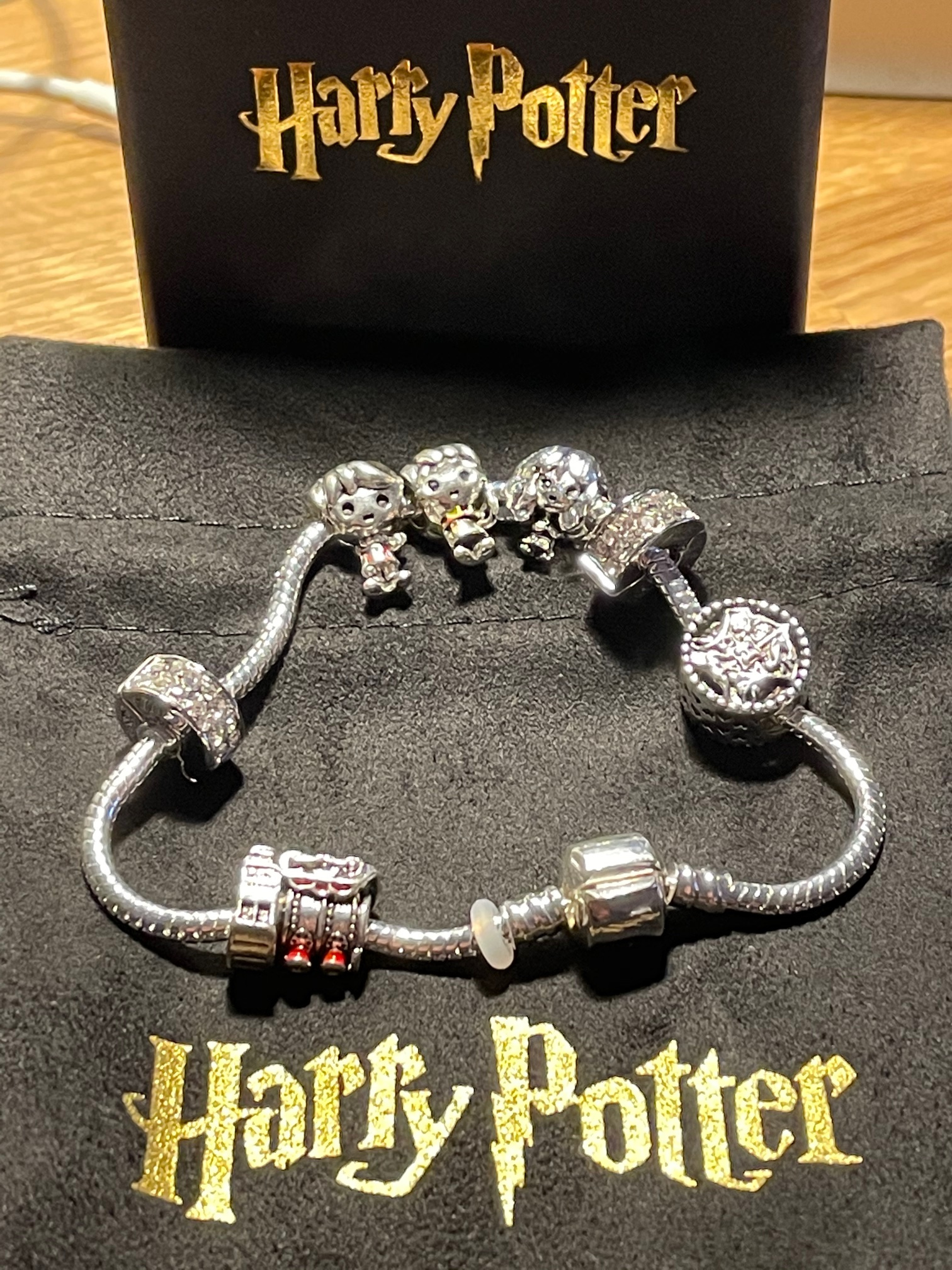 HARRY POTTER BRACELET CHARMS, POUDLARD + CHAINE + BOITE ET POCHETTE GRAVÉES  - Achat / Vente bracelet - gourmette HARRY POTTER BRACELET CHARM Acier  Argenté - Cd