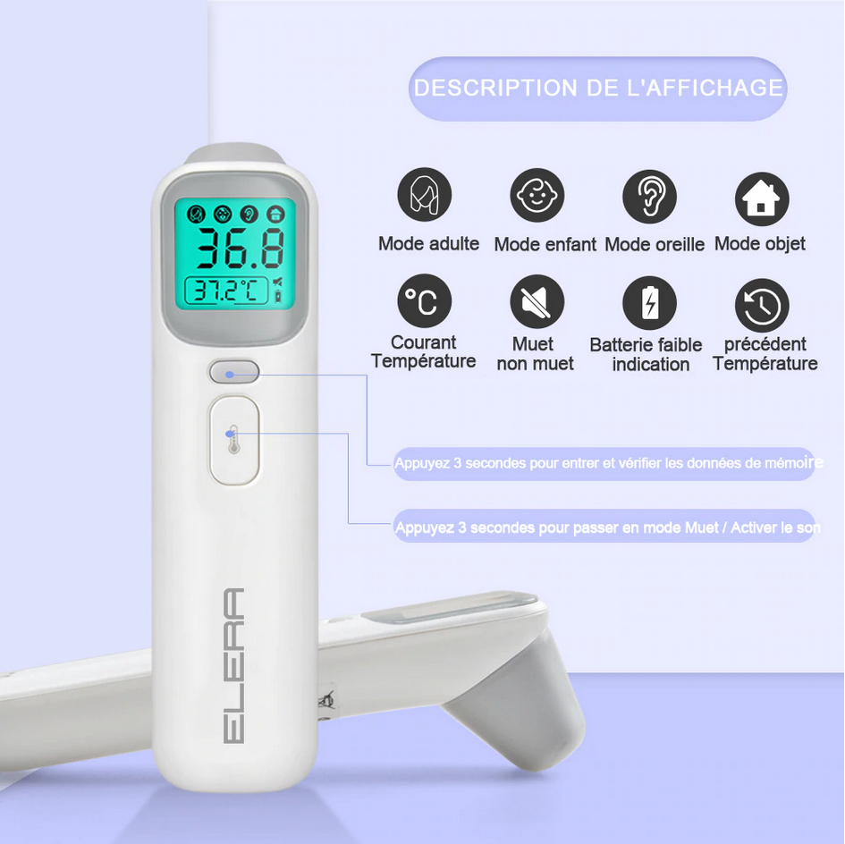 Thermomètre frontal infrarouge sans contact temperature enfant bébé adulte  neuf