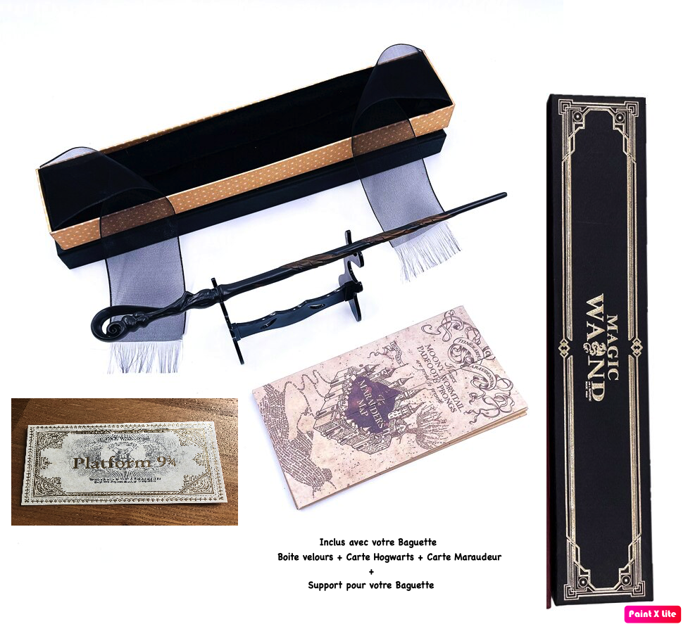 Baguette Fleur Delacour Harry Potter en métal et résine, 37 cm
