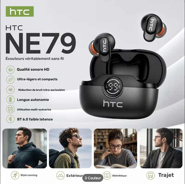 Écouteurs sans fil HTC NE79 Bluetooth – vue du produit