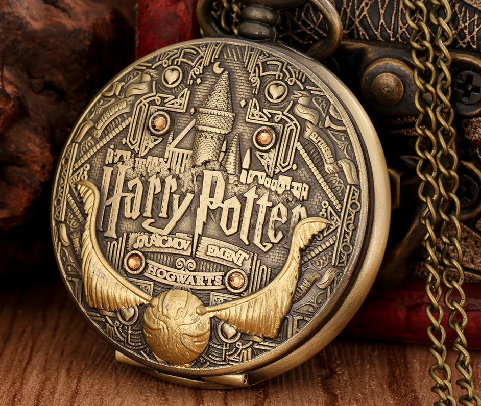 Montre à gousset Harry Potter bronze avec pierres décoratives – vue du produit