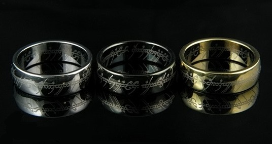 Bague Seigneur Des Anneaux En Tungstène Noir - Taille 60 - Largeur 6 Mm - Style Anneau Unique