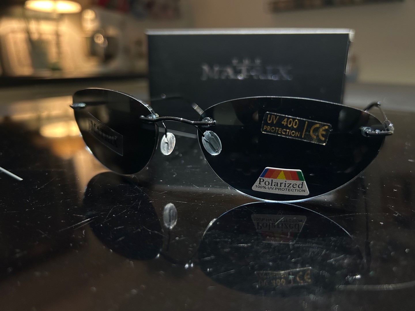 The Matrix Neo Style Zonnebril Heren Dames Ultralight Metalen Draad Frame Gepolariseerde Ovale Randloze Bril