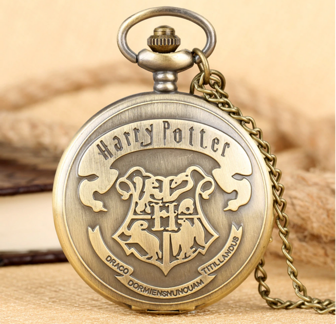 Montre De Poche Harry Potter – Bronze Avec Perles – Coffret Et Pochette Inclus