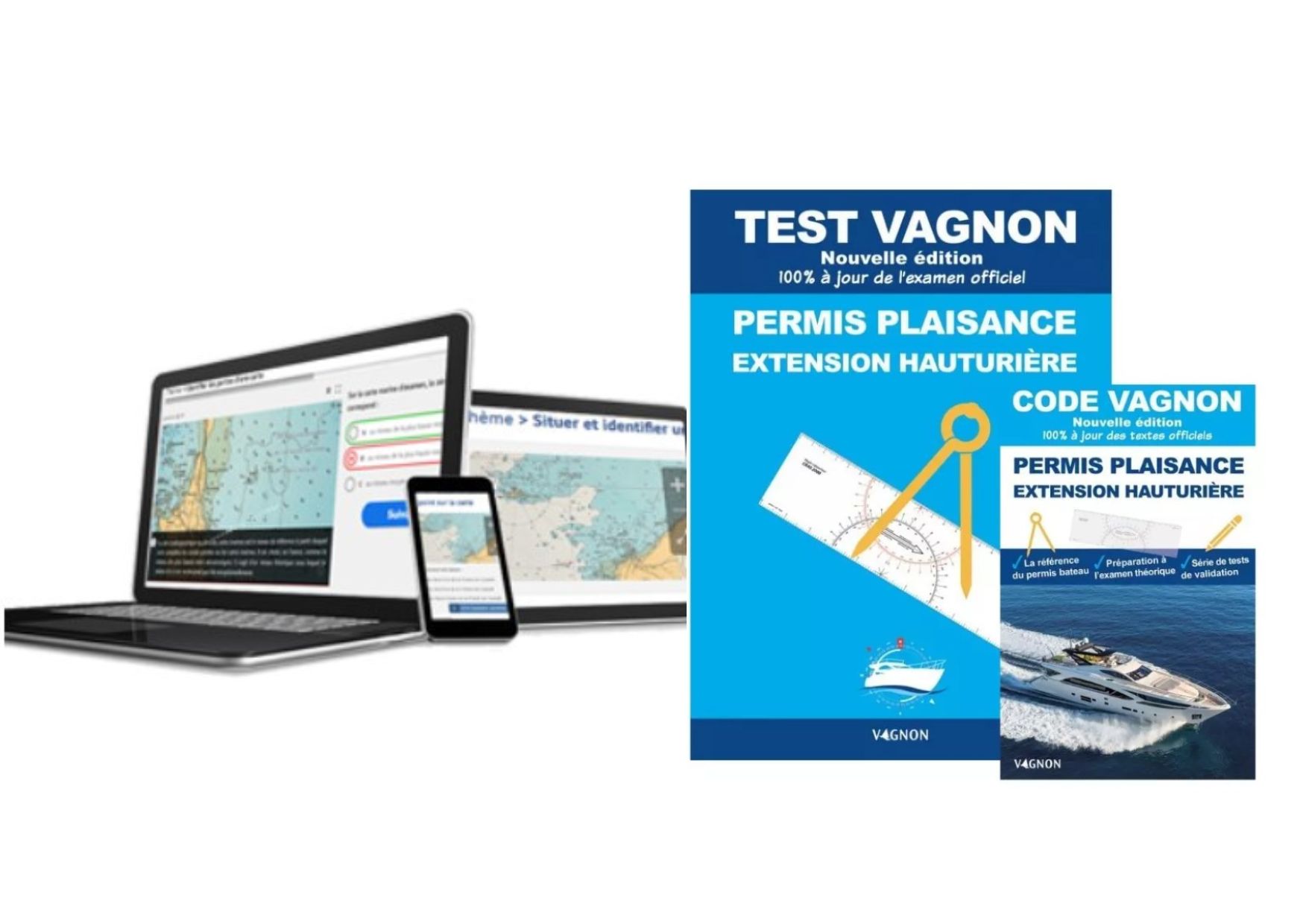 pack mon permis hauturier + livre code Vagon et livre test vagnon permis hauturier