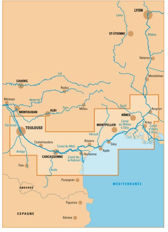 carte du reseau canal du midi- guide 7 editions du breil
