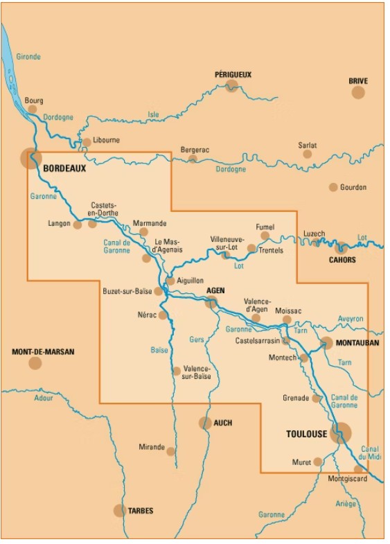 Carte du reseau fluvial region aquitaine edition du breil 12