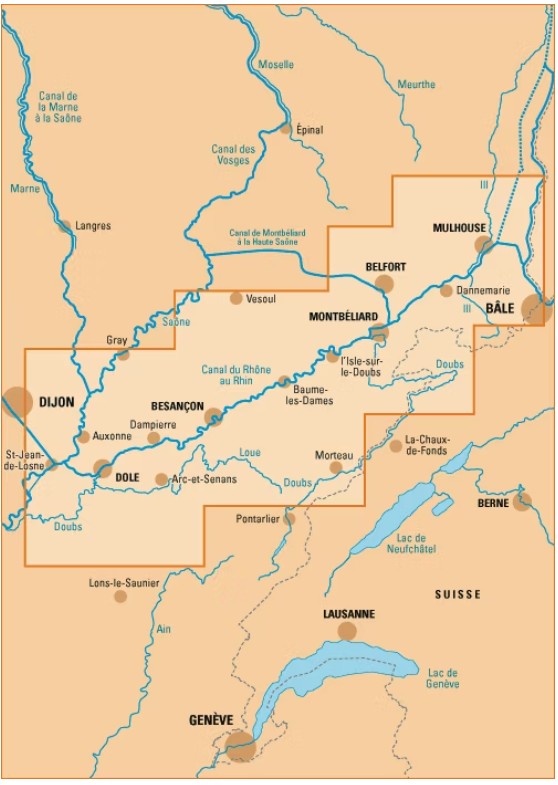Carte canal du rhone au rhin editions du breil