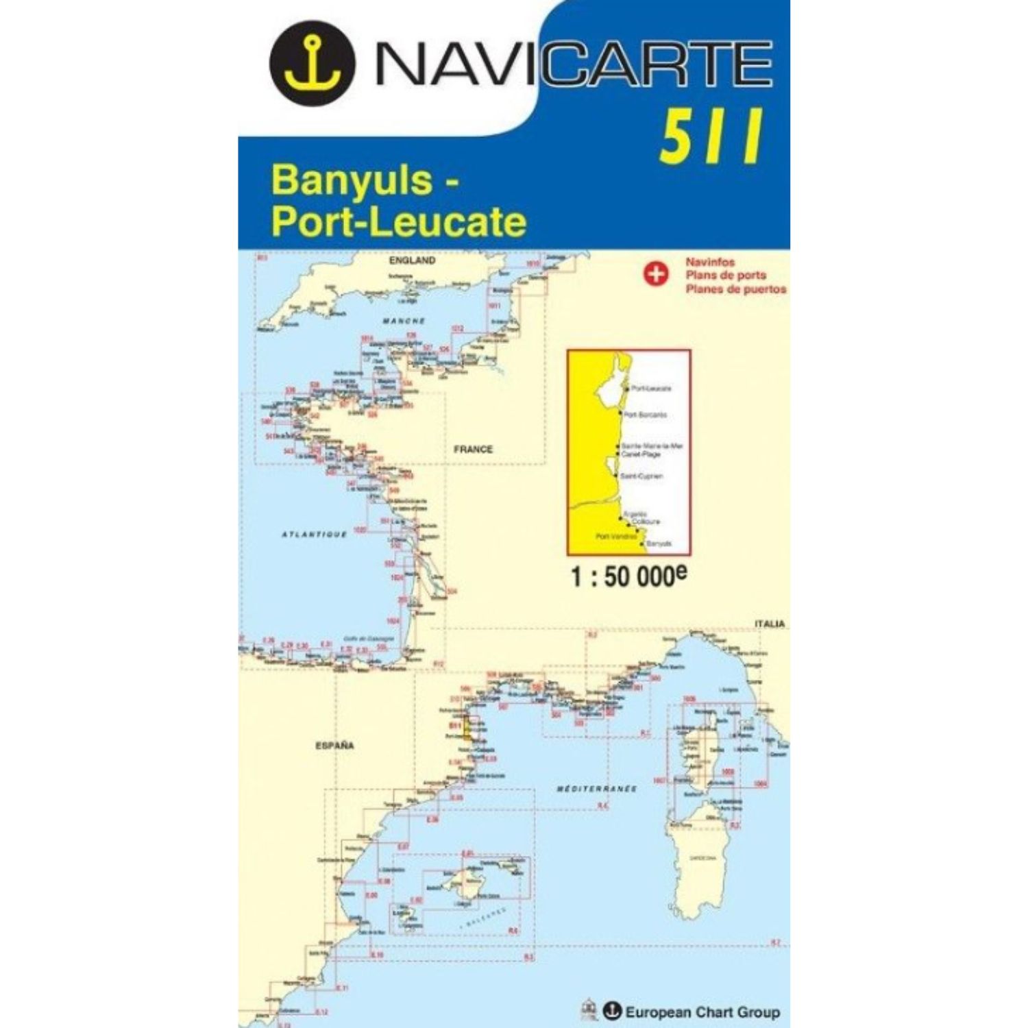 Carte marine Navicarte 511- Banyuls-Port Leucate-Port Vendres